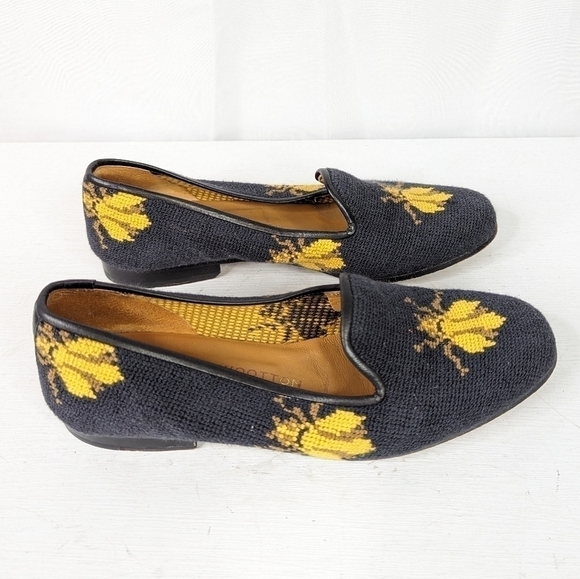 Stubbs & Wootton Bee Bug Needlepoint Slipper Loafers Flats Size 5.5 - Picture 2 of 7
